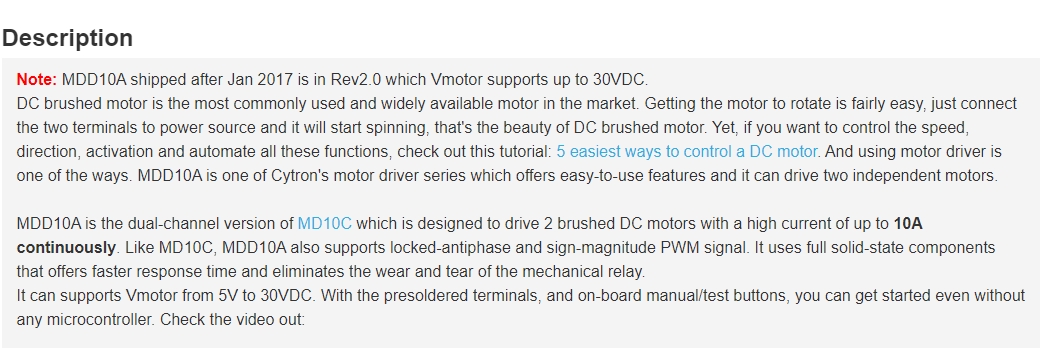 MDD10A 10Amp 5V-30V DC Motor D - Motor Driver Module review and price